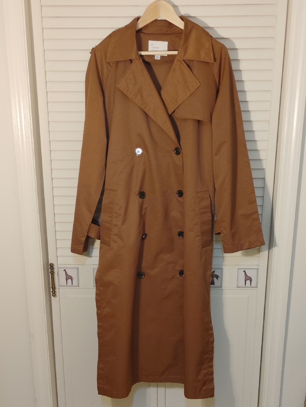 a new day Spring/ Fall Brown Lightweight Long Trench Coat with Side Slits